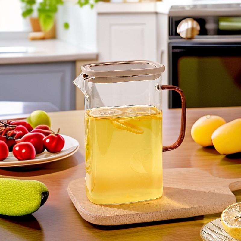 High Borosilicate Glass Pitcher with Silicone Lid & Colour Handle