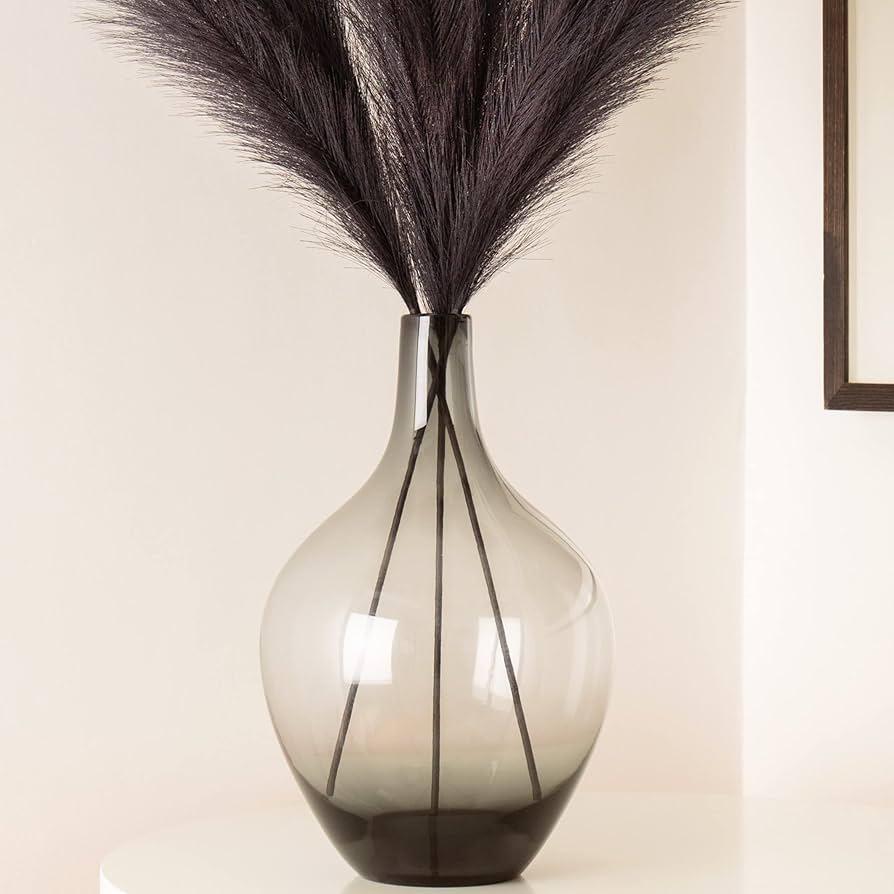 Smoky Gray Glass Vase | Modern Minimalist Glass Vase | Home Decor
