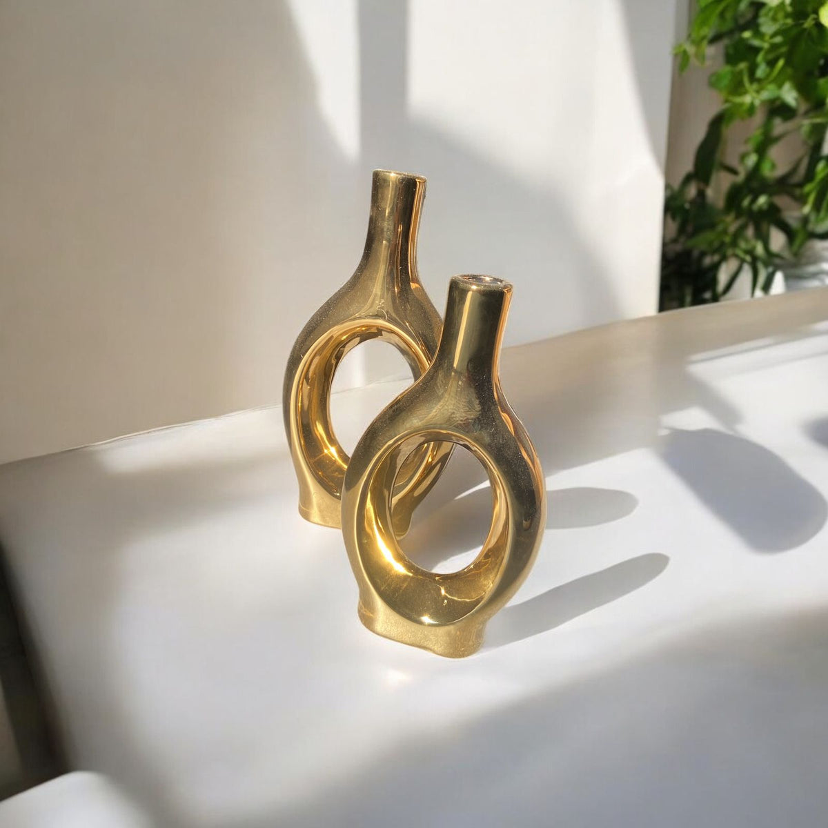 Modern Nordic Ceramic Loop Vase - Gold | Elegant Minimalist Decor | Pots & Vases