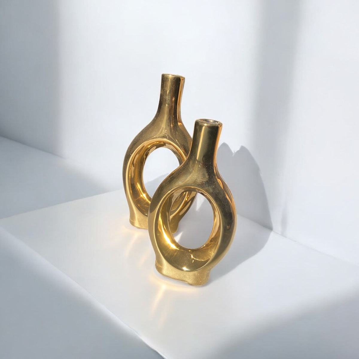 Modern Nordic Ceramic Loop Vase - Gold | Elegant Minimalist Decor | Pots & Vases