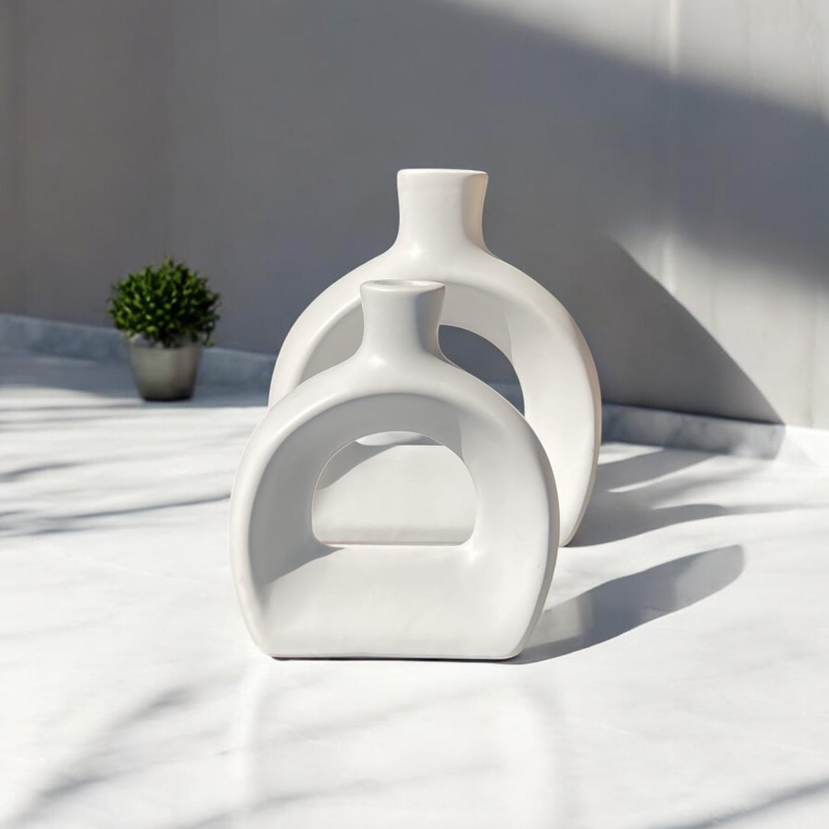 Modern Ceramic Arch Vase Pair | Minimalist Home Decor | Pots & Vases