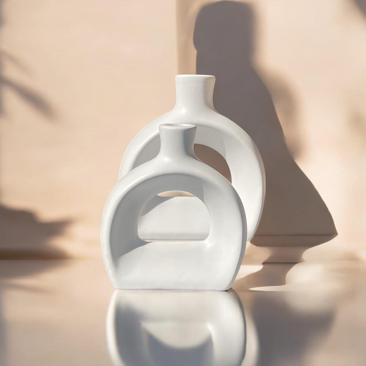 Modern Ceramic Arch Vase Pair | Minimalist Home Decor | Pots & Vases