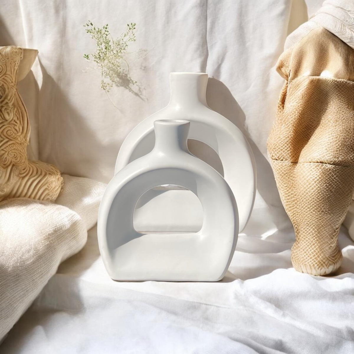 Modern Ceramic Arch Vase Pair | Minimalist Home Decor | Pots & Vases