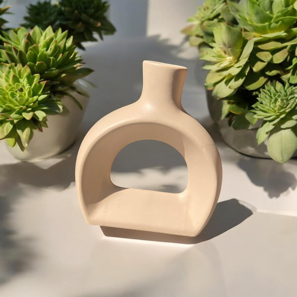 Modern Ceramic Arch Vase Pair | Minimalist Home Decor | Pots & Vases