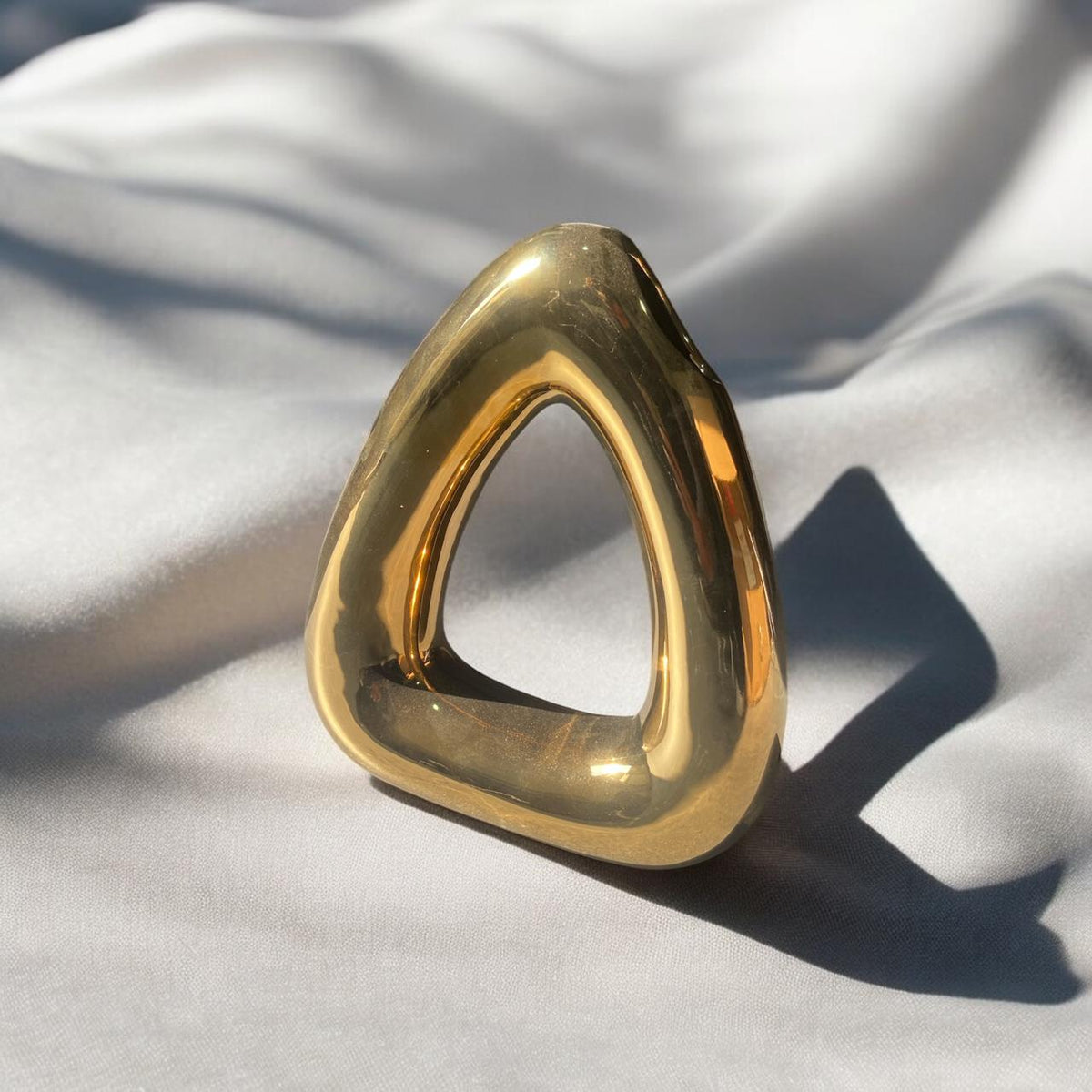 Triangle Hallow Ceramic Vase - Gold | Pots & Vases