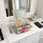 Wooden Jewelry Box with Mirror | Storage Organizer | Trinket Box