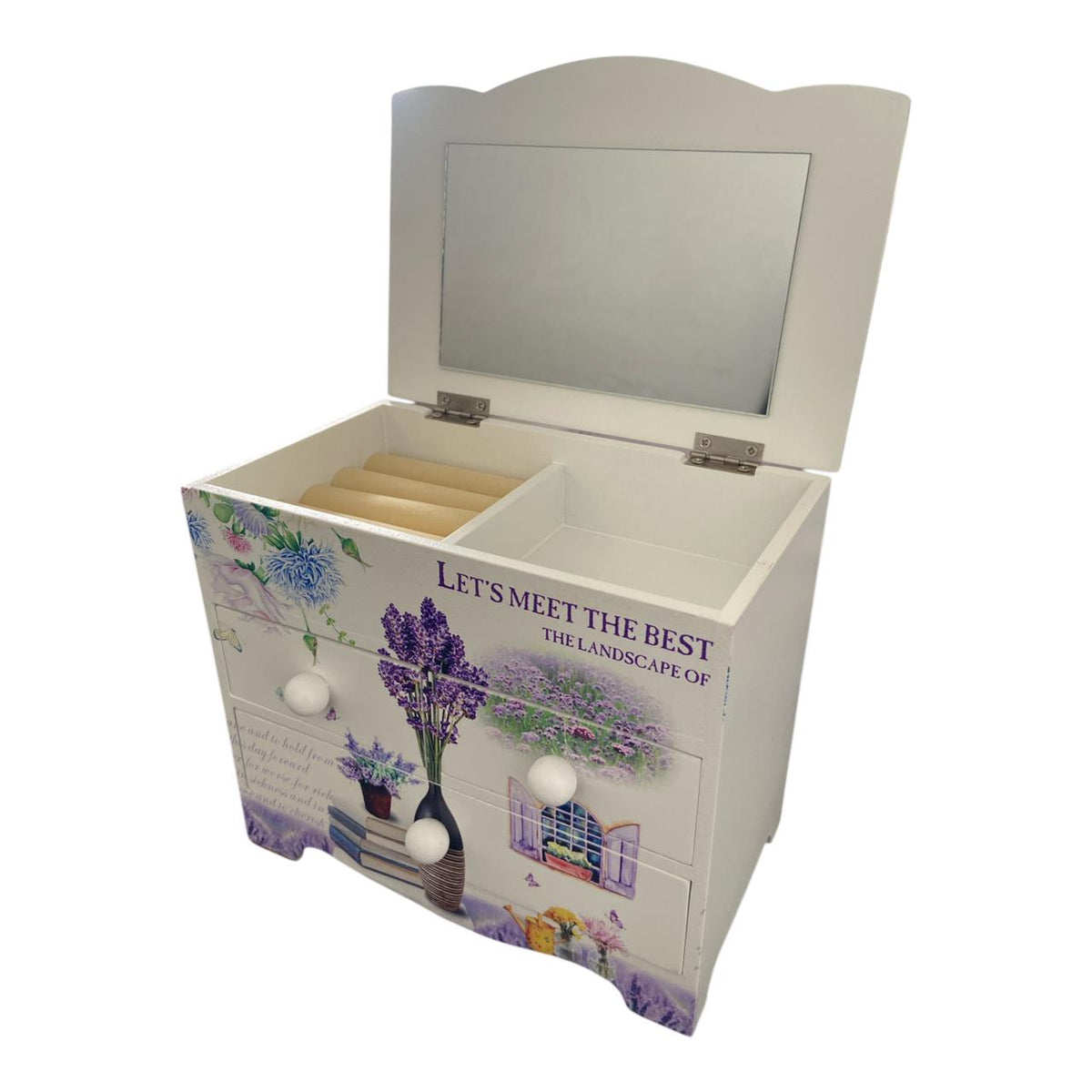 Wooden Jewelry Box with Mirror | Storage Organizer | Trinket Box