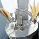 نورڈک اسٹائل میٹل اور گلاس کینڈل اسٹینڈ | پھولوں کا گلدستہ | گهر کی آرائش