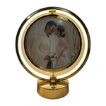 LED Round Rotating Photo Frame Lamp | Touch Dimming Bedside Light