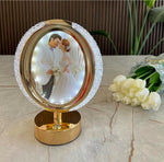 LED Crystal Oval Shaped Rotating Photo Frame Lamp | Touch Dimming Bedside Light