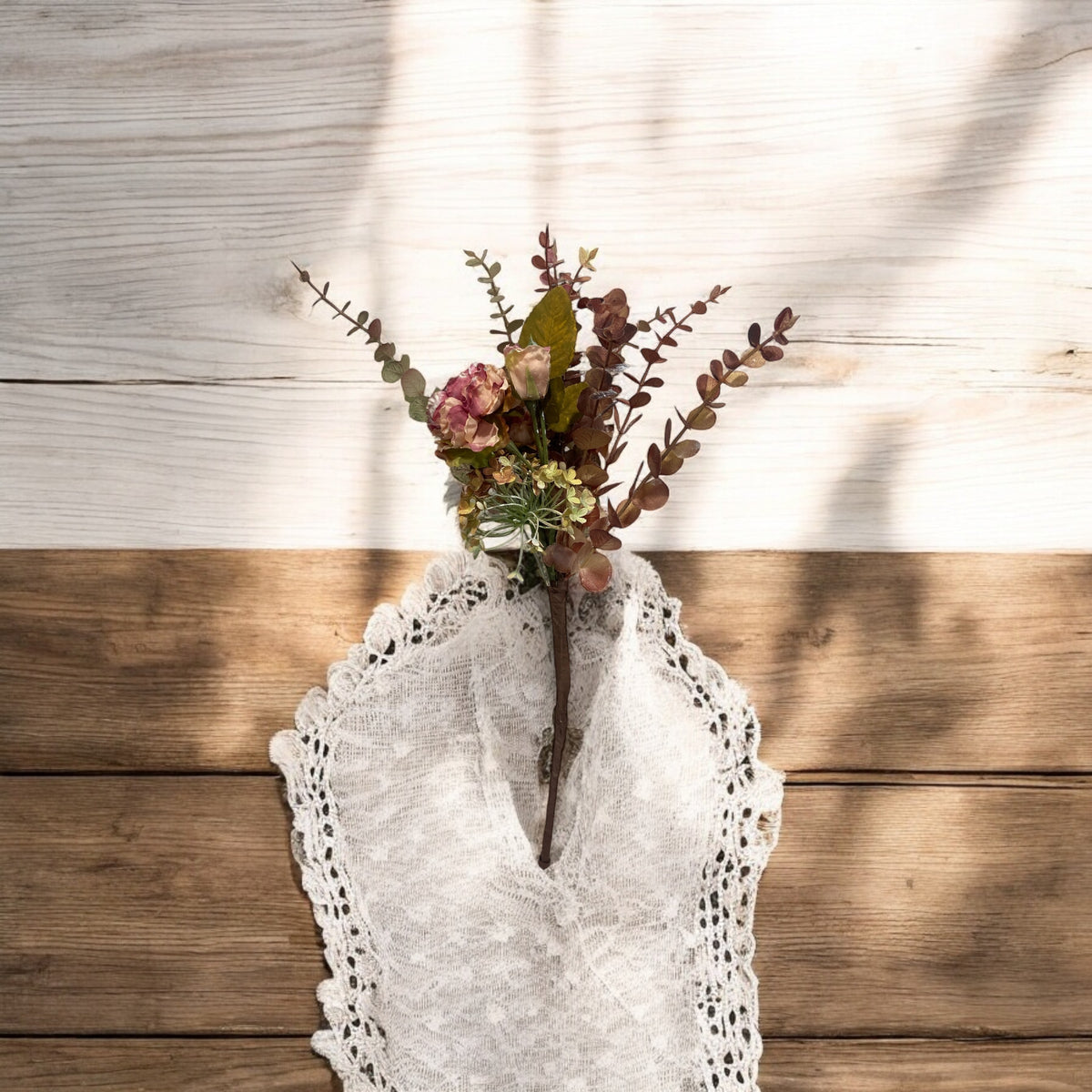 Artificial Eucalyptus & Cotinus Flower Bunch | Pots & Vases
