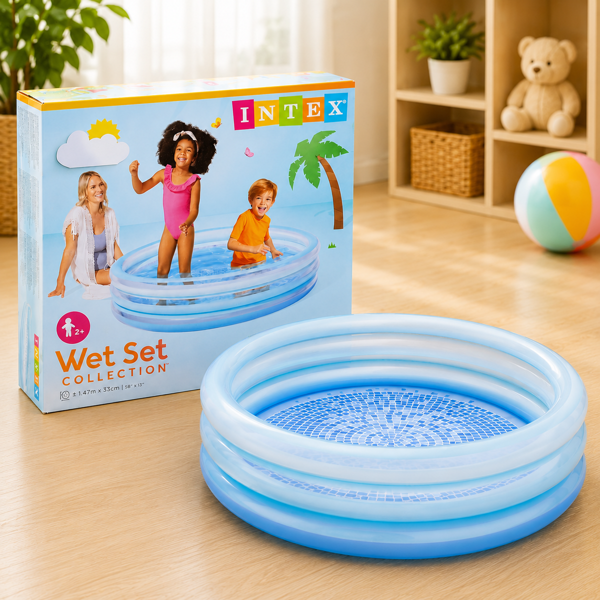 INTEX Blue Bliss inflatable splash pool 60 x 13 kids paddling pool for backyard summer fun