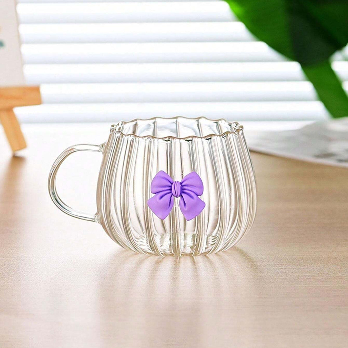 Japanese Style Pumpkin Shaped Bowknot Glass Coffee Mug