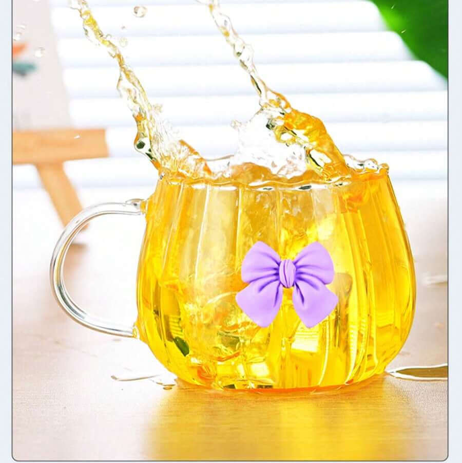 Japanese Style Pumpkin Shaped Bowknot Glass Coffee Mug