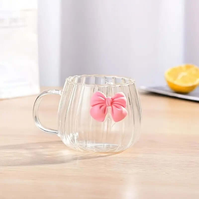 Japanese Style Pumpkin Shaped Bowknot Glass Coffee Mug