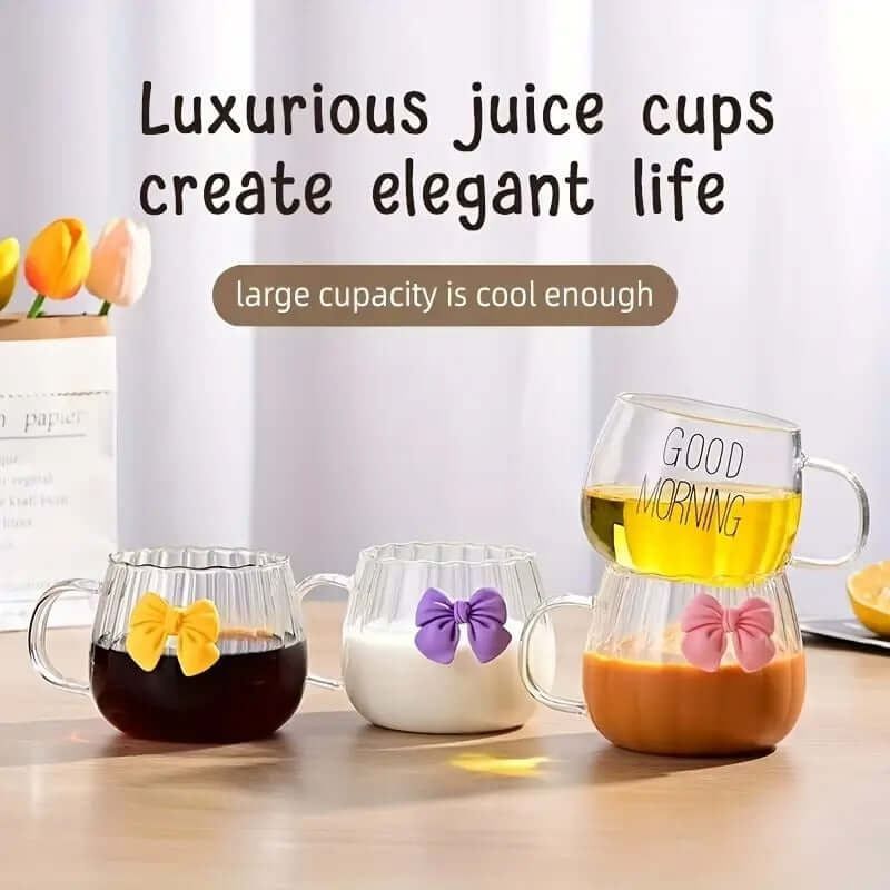 Japanese Style Pumpkin Shaped Bowknot Glass Coffee Mug