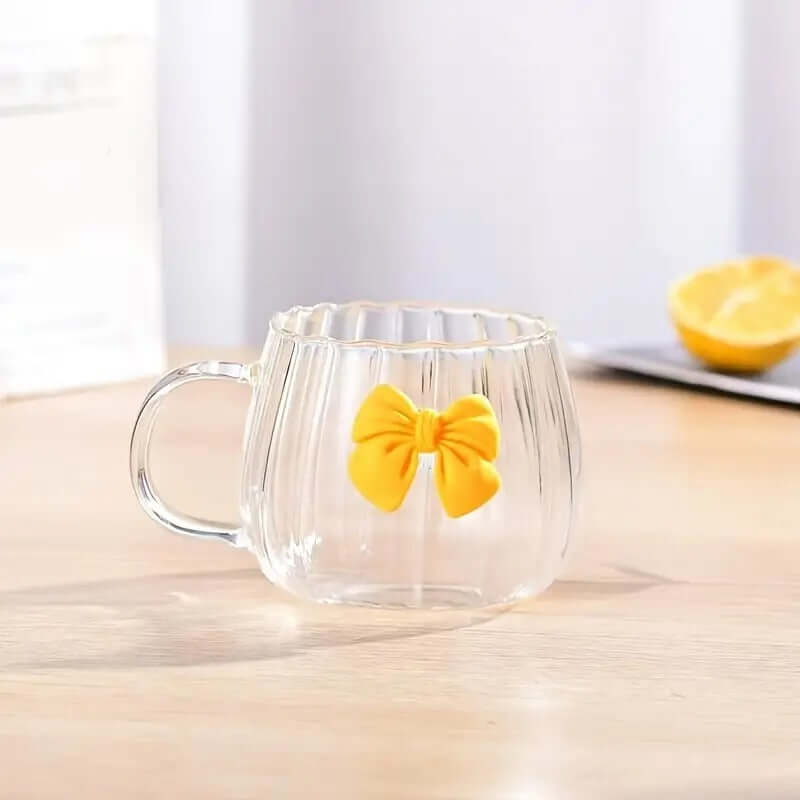 Japanese Style Pumpkin Shaped Bowknot Glass Coffee Mug