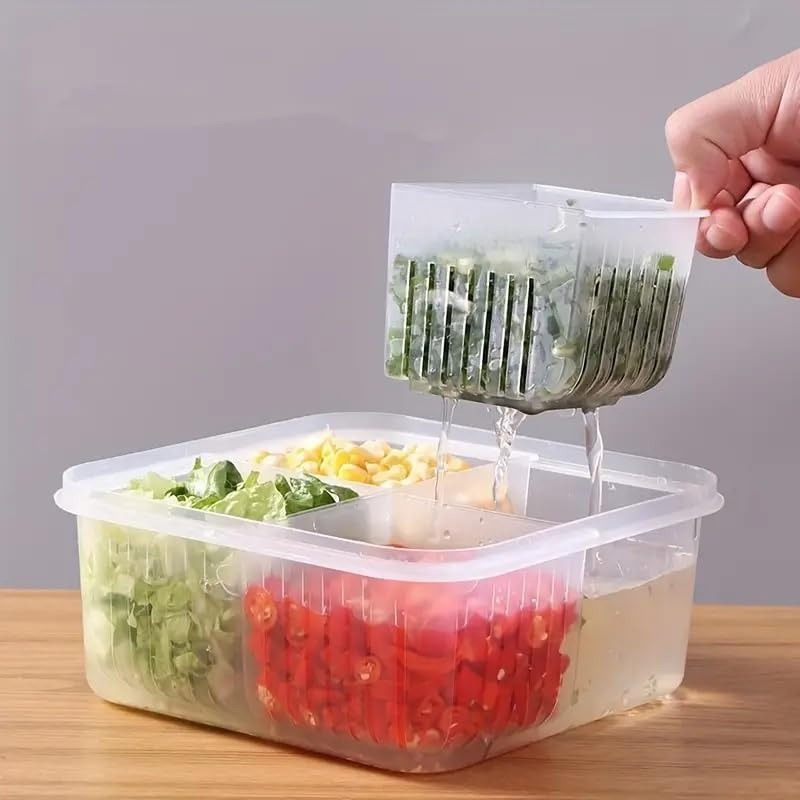 Kitchen Fridge Storage Box – 4-Grid Organizer