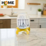 Kitchen Utensil Ceramic Holders with Bamboo Stand