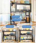 Stainless Steel Over The Sink Dish Drying Rack With Utensil Holder - Home Hatch