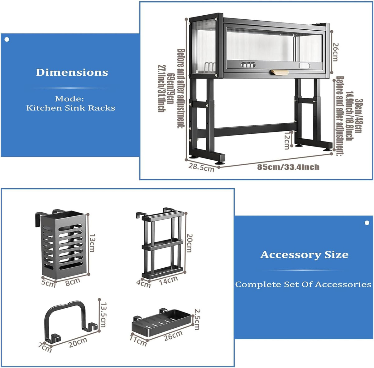 Stainless Steel Over The Sink Dish Drying Rack With Utensil Holder - Home Hatch