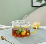 Lemon Bliss Glass Mug with Straw -580ml