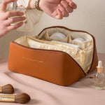 LuxeLeather Cosmetic Bag – Portable PU Makeup & Toiletry Organizer