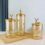 luxury 3 piece storage jar set with wooden lids deer head designHome Hatch Pakistan