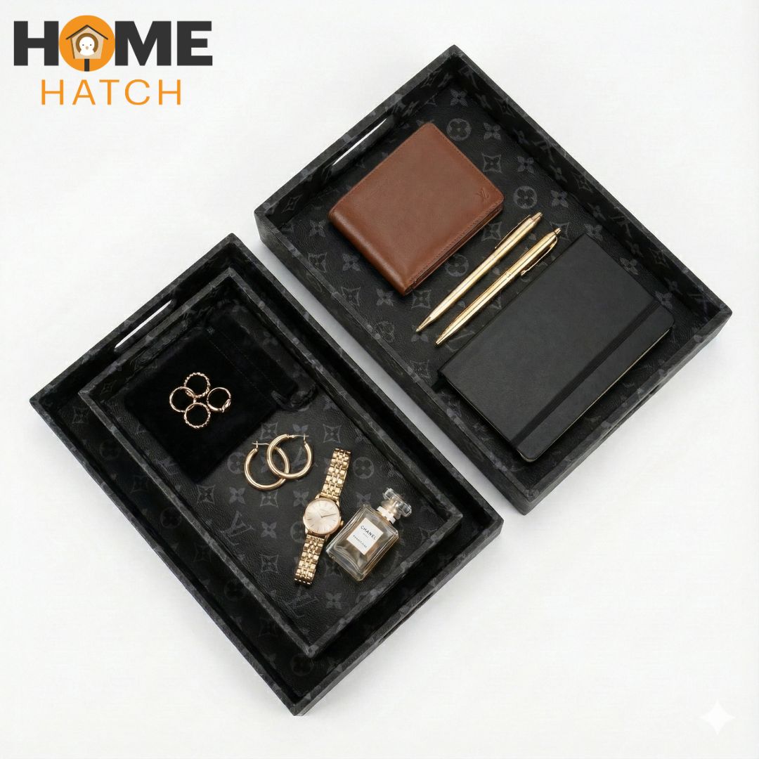 Luxury Brand Leatherette Rectangle Tray 3-Pcs
