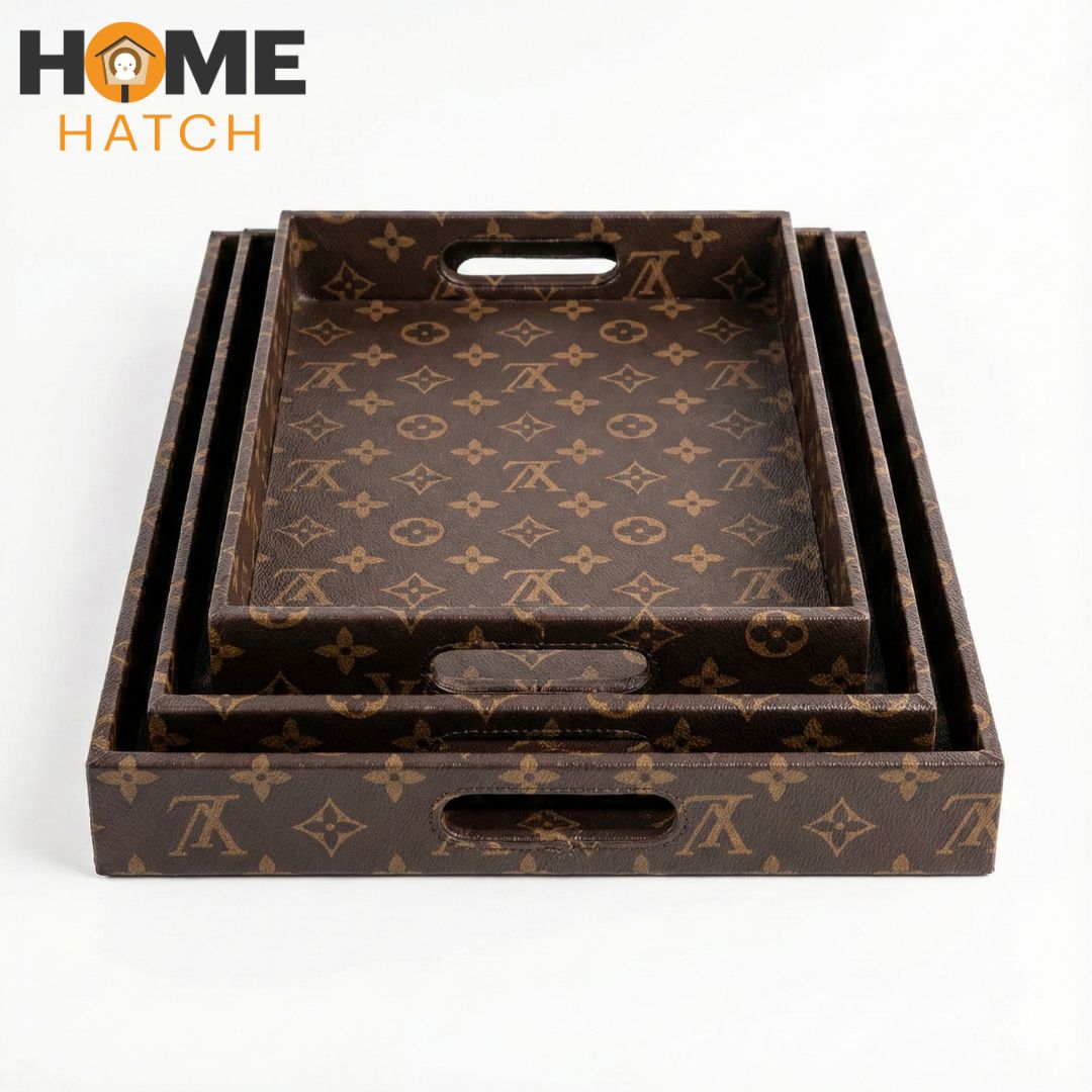 Luxury Brand Leatherette Rectangle Tray 3-Pcs