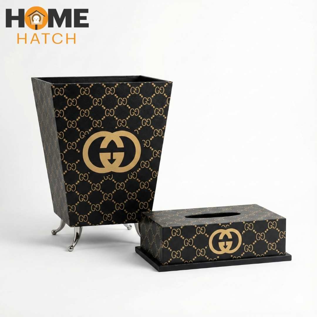 Luxury Brands Tissue Box & DustBin Set