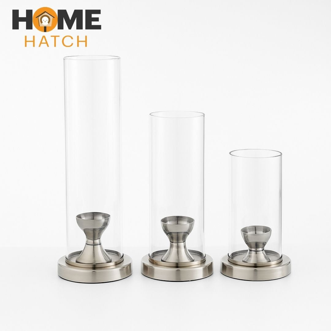 Luxury Glass Candle Holder with Metallic Base