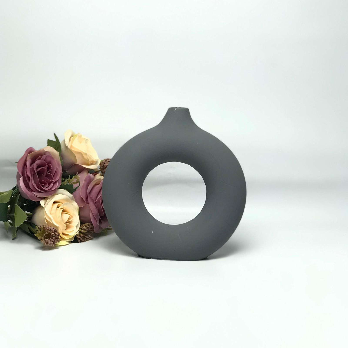 Matte Finish Donut Ceramic Vase | Pots & Vases | Home Décor
