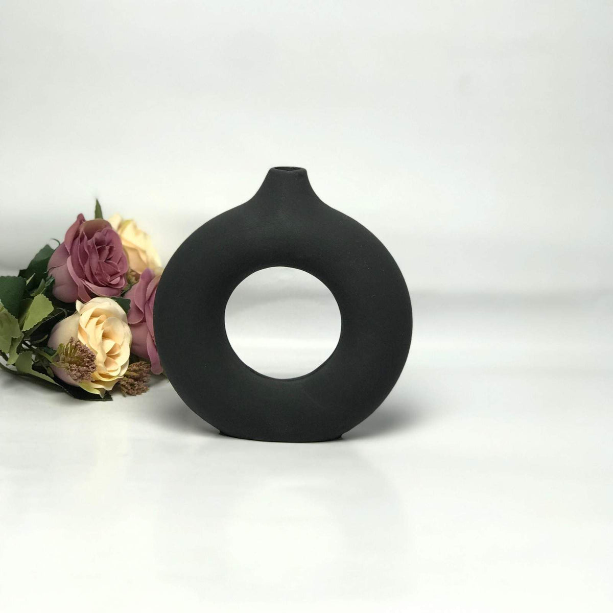 Matte Finish Donut Ceramic Vase | Pots & Vases | Home Décor
