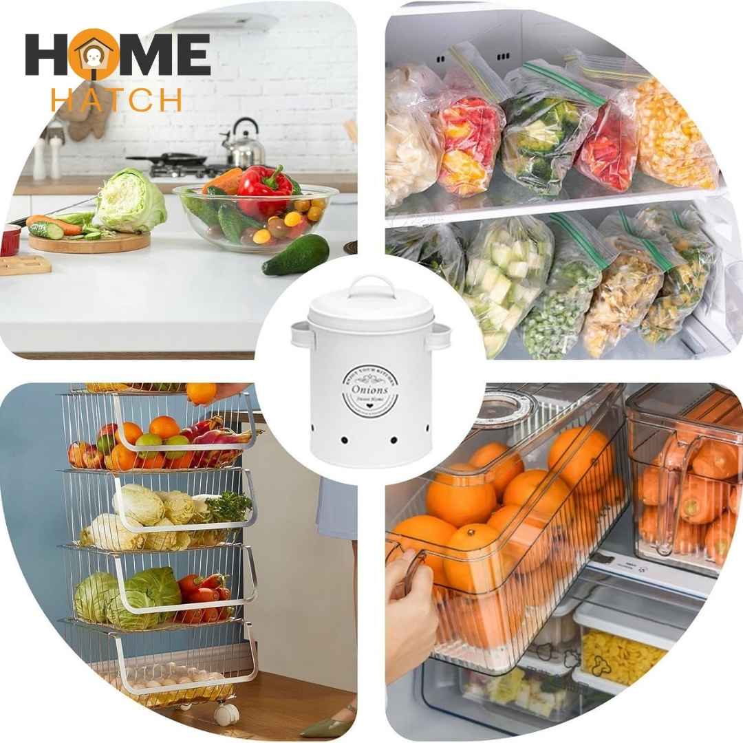 Metal Potato, Onion & Garlic Storage Containers – Set of 3