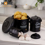 Metal Potato, Onion & Garlic Storage Containers – Set of 3