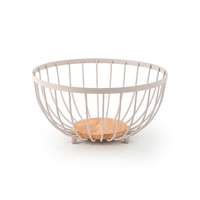 Metal fruit Baskets With Bamboo Base