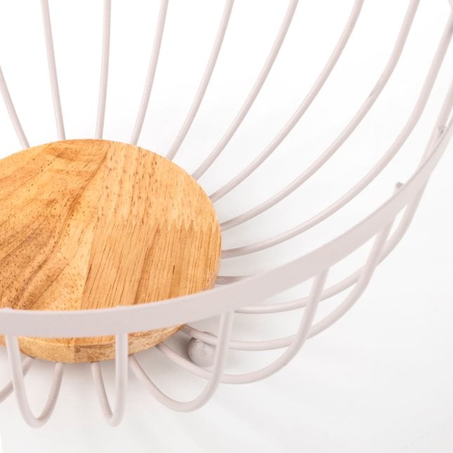 Metal fruit Baskets With Bamboo Base