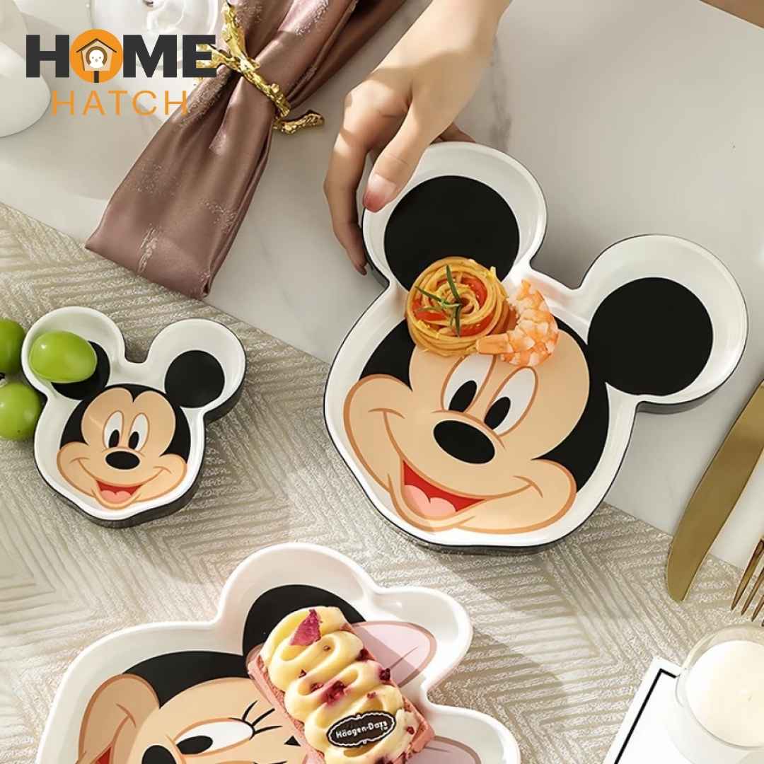 Mickey & Minnie Mouse Ceramic Tray | Microwave Safe | Heat-Resistant Multipurpose Plate