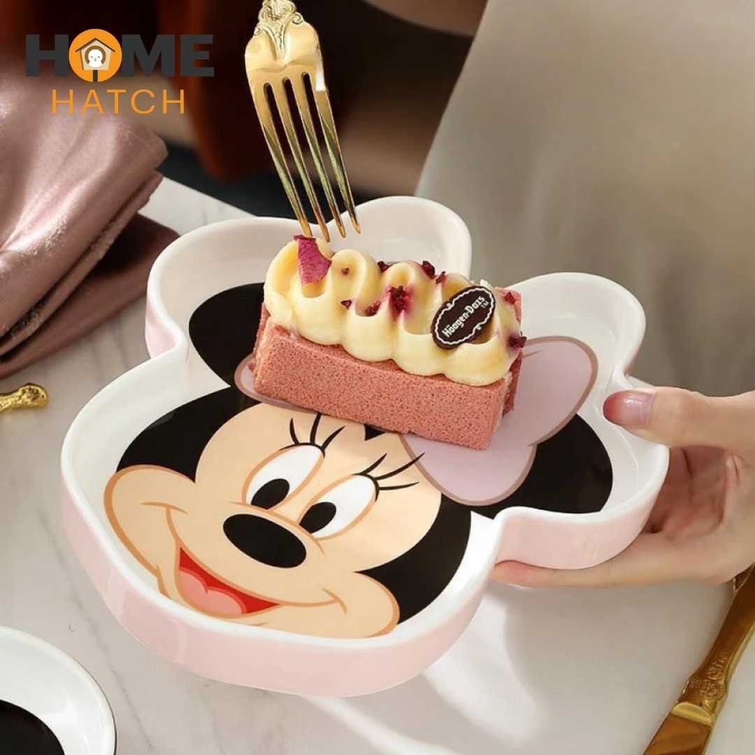 Mickey & Minnie Mouse Ceramic Tray | Microwave Safe | Heat-Resistant Multipurpose Plate