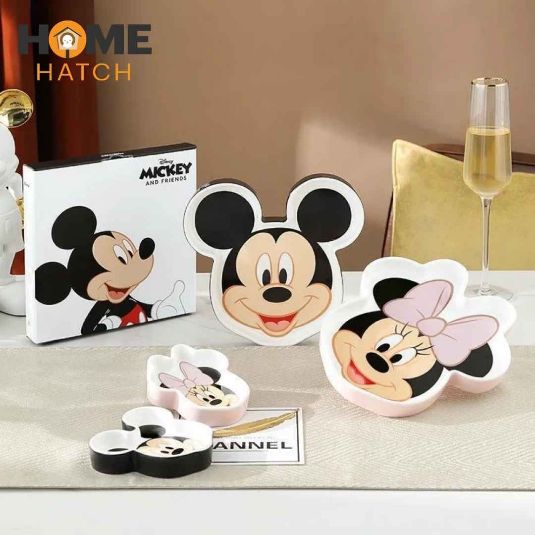 Mickey & Minnie Mouse Ceramic Tray | Microwave Safe | Heat-Resistant Multipurpose Plate