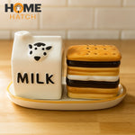Milk & Biscuit Salt & Pepper Set Pakistan – Cute Ceramic Refillable Shakers for Kitchen and Dining Table Décor