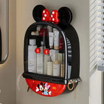 Minnie Mouse Wall-Mounted Bathroom Organizer by Home Hatch – PinkCute Minnie Mouse bathroom storage shelf with sliding doorsHome Hatch Minnie Mouse organizer for skincare and makeupKids’ bathroom wall-mounted storage with Minnie Mouse design