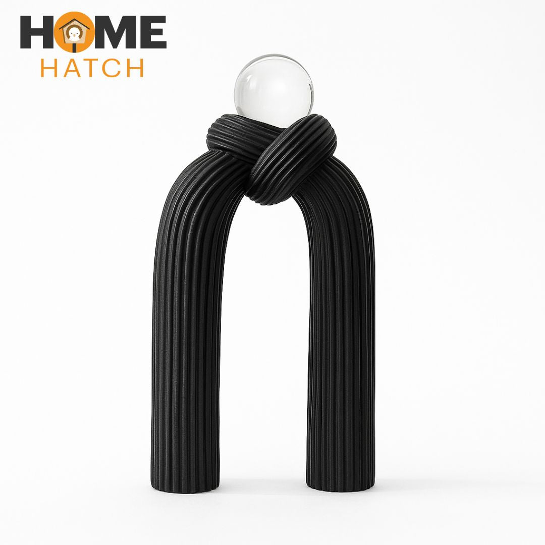 Modern Nordic Knot Sculpture with Glass Orb | Home Décor