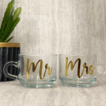 Mr & Mrs Couple Cups | Plain Printed Transparent Couple Mugs