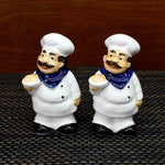 Chef Duo Ceramic Salt & Pepper Shaker Set with Tray Pakistan – Decorative Glazed Tableware for Dining & Kitchen Décor