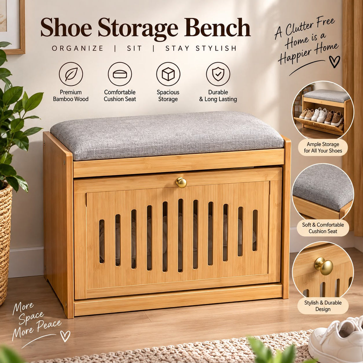 bamboo shoe storage bench, shoe bench with cushioned seat, bamboo shoe cabinet, entryway shoe organizer, wooden shoe storage bench, shoe rack with seat, grey cushion shoe bench, slatted door shoe cabinet, bamboo storage bench Pakistan, entryway bench Pakistan, shoe cabinet with seating, shoe organizer with cushion, wooden shoe bench Pakistan, shoe rack bench Pakistan, hallway shoe storage furniture, shoe storage cabinet Pakistan, modern entryway furniture, natural bamboo shoe organizer, shoe bench with cabi