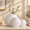 Nordic Leaf-Shaped Ceramic Vases | Modern Ribbed Decorative Flower Vases for Living Room & Home Décor