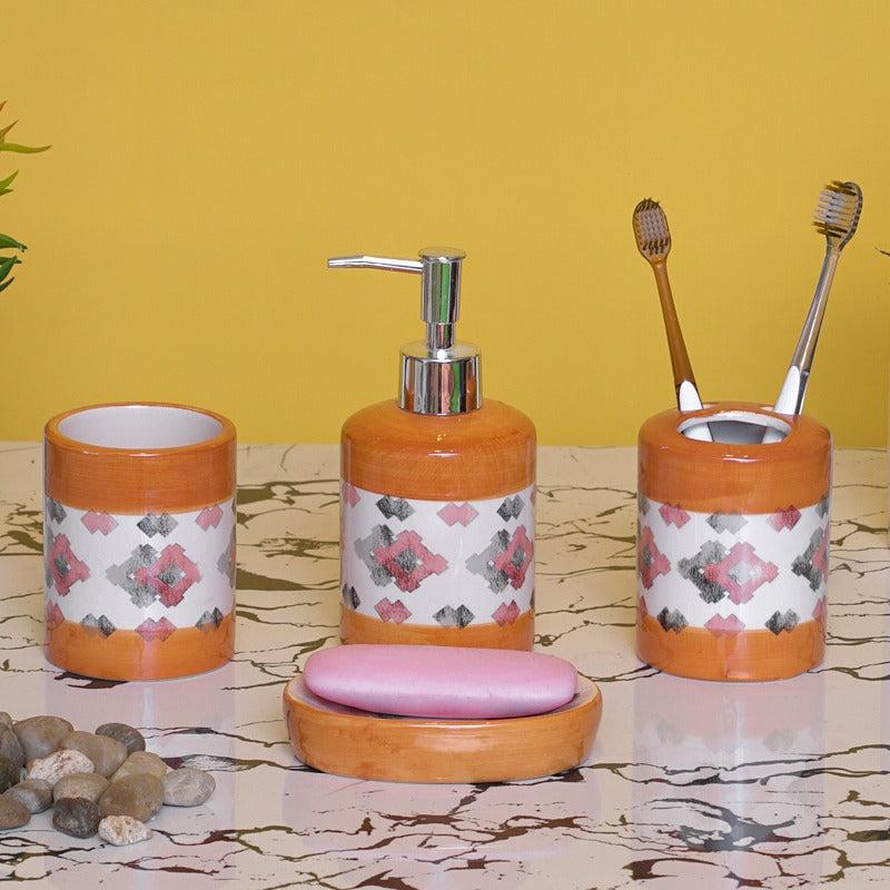 Orange Print Designed Bath Set - 4pcs