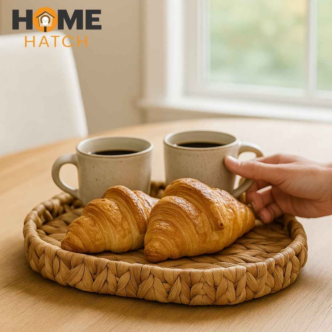 Handwoven oval wicker nested basket set made from natural fibers, ideal for storage, bread, and rustic home décor.